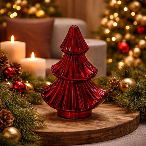 EDG Enzo De Gasperi Candela Forest Albero di Natale H 25 Cm L 15 Cm L 9 Cm Cranberry Pomegranate Red (1/4)