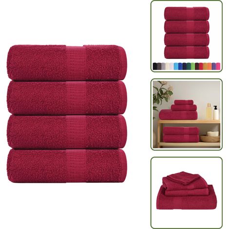 The Living Store Asciugamani per ospiti FROGN 4 pz Bordeaux 30x50 cm 360 g/m² - Asciugamani da bagno