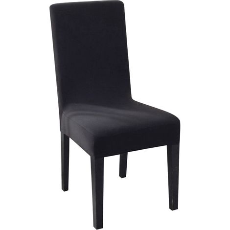 Housse De Chaise Extensible Noire - Protection Anti-Poussière En Polyester Et Élasthanne - Pour Salon Cuisine Hôtel - 1 Pièce (1/5)