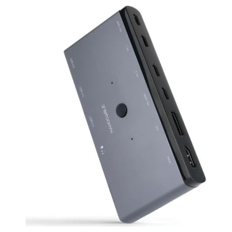 Switch Conmutador 8K Nanocable 10.12.0003/ 1x HDMI/ 1x DisplayPort/ 3x USB/ 2x USB Tipo-C/ 1x Jack 3.5mm/ 2x USB Tipo-C PD