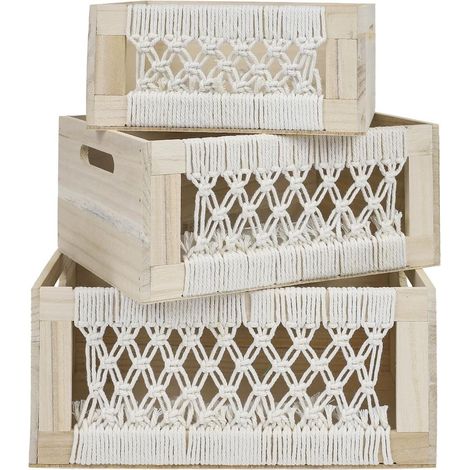 3 cagettes en bois gigogne esprit bohème naturel