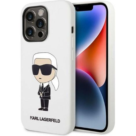 Karl Lagerfeld KLHCP14XSNIKBCH Custodia rigida per iPhone 14 Pro Max 6.7 bianca/bianca Silicone Ikonik (1/5)