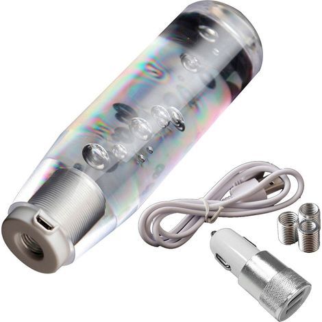 Pommeau de levier de vitesse LED RGB, cristal Transparent, bulle de vitesse, 10cm/15cm/20cm/25cm/30cm, dégradé multicolore universel (1/5)