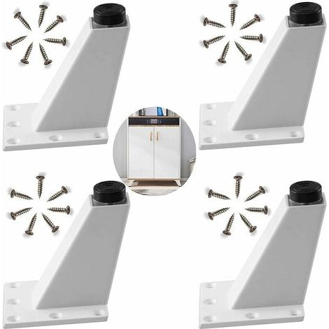 4 patas de muebles de aleación de aluminio blanco, ajustables, hipotenusas, para sofá, sillón, mesita de noche, armario, con tornillos, fáciles de instalar (8 cm) (1/5)