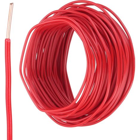 50 Feet Fil Electrique Isolé Cuivre Solide 14 AWG Cable De Connexion THHN Fil Résidentiel, Industriel, Mise À La Terre, Électrique Rated For 600 Volts,Rouge (1/5)