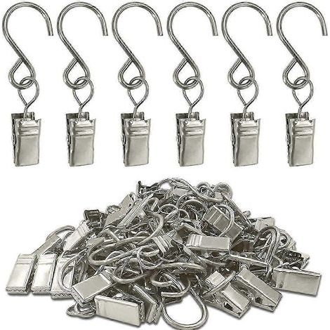 Lot de 50 crochets en S en acier inoxydable pour rideaux - Pinces argentées résistantes pour rideaux. décoration intérieure et solutions de suspension (1/5)
