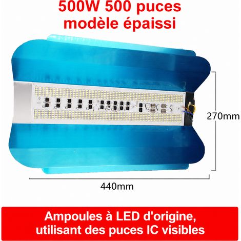 Projecteur LED 500W 500 LED lumière jaune étanche IP65 220V 500w500 réf 1290 44 × 27 × 5 cm 600 g – Livraison gratuite