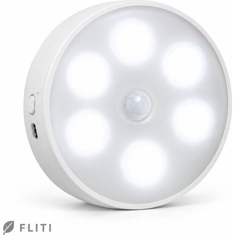 FLITI- Veilleuse LED Lot de 3 Rechargeable USB Détecteur Mouvement 6000K Blanc Froid Auto/On/Off pour Couloir Escalier (1/5)