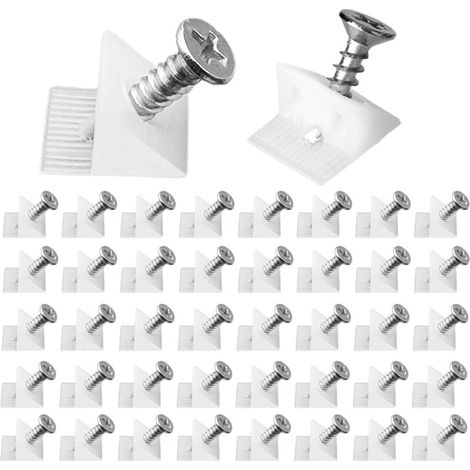 200 connecteurs muraux, cales de fixation murale pour meubles avec vis, cales de renfort pour fond de tiroir affaissé, support mural en plastique (1/4)