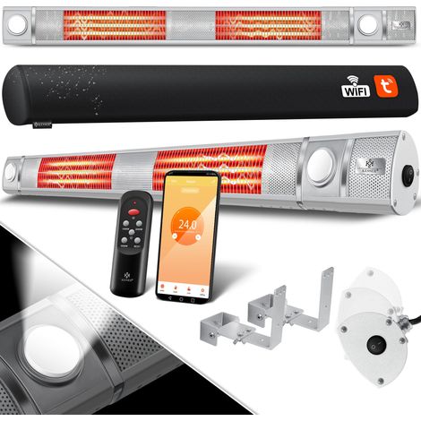 KESSER® Calefactor infrarrojo 3000 W, LED, WiFi, mando - Plata (1/5)