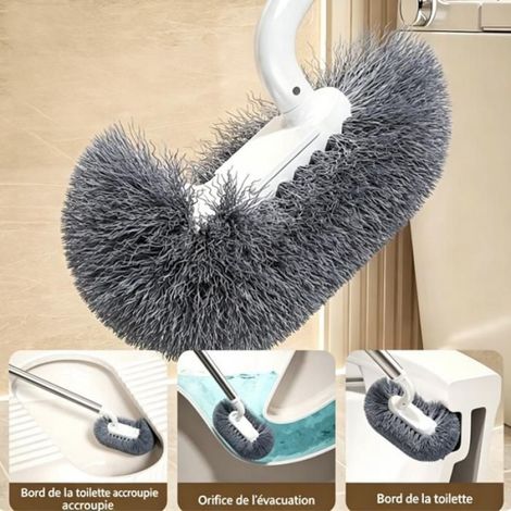 Brosse WC - Tête En Silicone TPR - Tampon En Boue De Diatomées Naturelle - Pour Salle De Bains - 1 Pièce (1/5)
