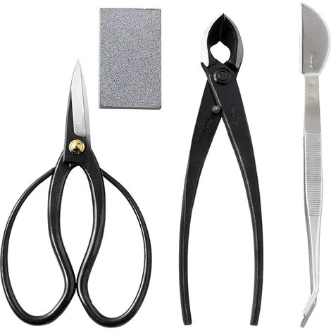 Kit d'outils de jardinage japonais pour bonsaï, ciseaux traditionnels 180 mm, coupe-branches concave 200 mm, pinces en acier inoxydable, gomme à sève (1/5)