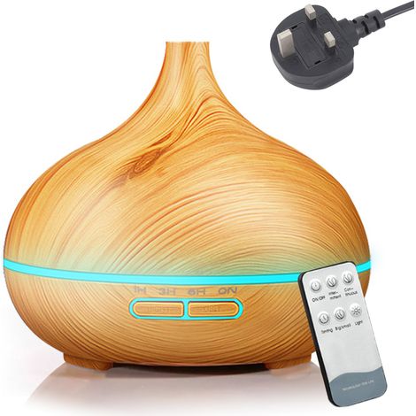 Diffuseur d'huiles essentielles à imitation bois, avec télécommande Bluetooth ultrasonique, pour la maison ou le bureau. Machine à oxygène pour l'eau. (1/5)