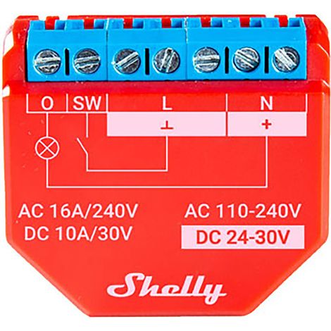 Shelly Plus 1PM interruptor eléctrico Interruptor inteligente 1P Rojo