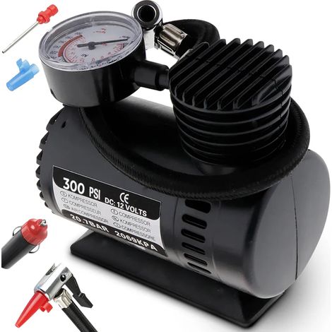 Compresor de aire de 12 V, bomba de aire comprimido, minicompresor eléctrico portátil de CC, manómetro, inflador de neumáticos para bicicleta, coche, motocicleta, 300 PSI