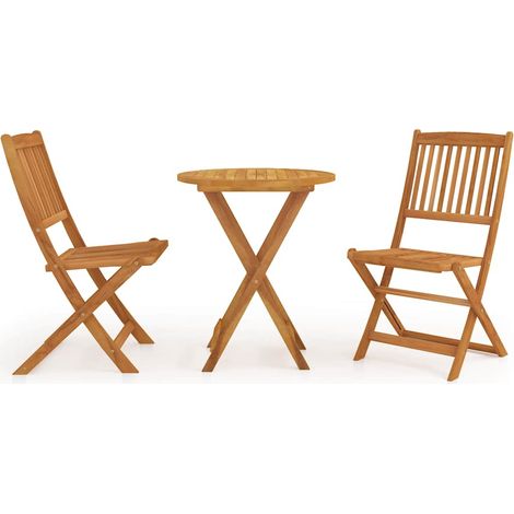 Set da Pranzo da Giardino 3 pz  Salotto da Giardino Pieghevole in Massello di Acacia (1/5)