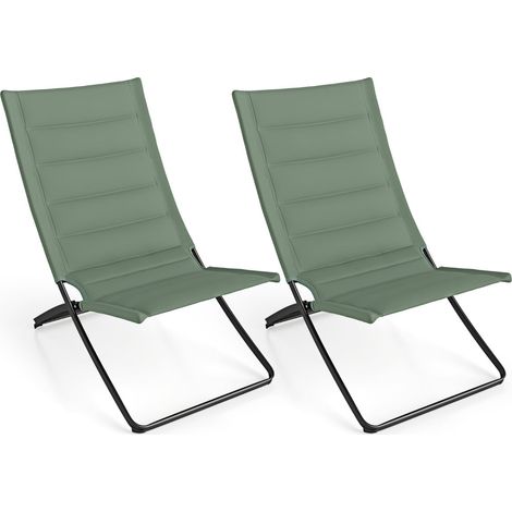 2-teiliges, klappbares Strandstuhlset mit gepolsterten Sitzen, Grün