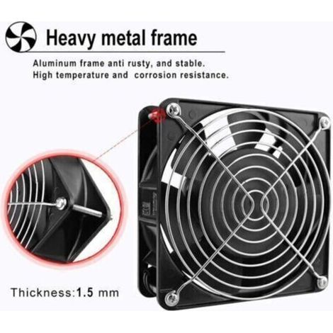 Ventilador axial para conducto de chimenea, ramal, pálidos metálicos de alta temperatura, silencioso, universal, 120 x 120 x 38 mm