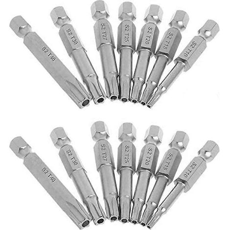 Lot de 2 tournevis Torx Star 5 pans à tige hexagonale (7 pièces) T10-T40 avec aimant de sécurité (1/5)