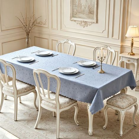 Tovaglia rettangolare 140x240 cm grigio chiaro lavabile - Tovaglia impermeabile anti-macchia scandinava moderna (1/5)