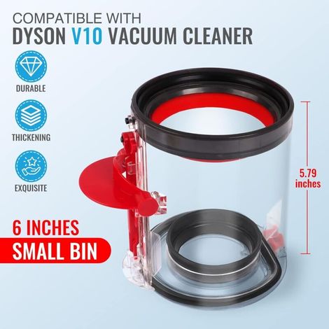 Verbesserter Staubbehälter kompatibel mit dem Dyson V10 Staubsauger (Staubbehälter/Auffangbehälter), kleiner Behälter kompatibel mit Dyson Teilenummer 969509-02. (1/4)