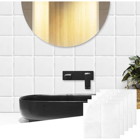 Crédence autocollante, design 3D, imperméable, facile à nettoyer, adaptée aux cuisines, salles de bains et carreaux muraux, 10 pièces (1/5)