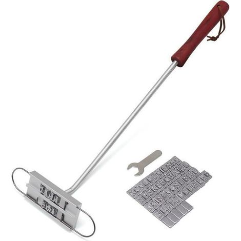 Ensembles d'outils de barbecue, fer à marque BBQ avec lettres modifiables en aluminium Iron de marque pour nourriture avec poignée en bois et boucle suspendue Diy Friendly Meat Branding Fer (1/5)