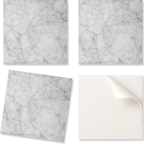 Baldosas de vinilo autoadhesivas - Decoraci贸n impresa con dise帽o de m谩rmol veteado 4x50x50 cm (1/5)