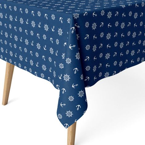Nappe Anti-Taches enduite Coton rectangulaire 100x140 Ancre Bleu (1/5)