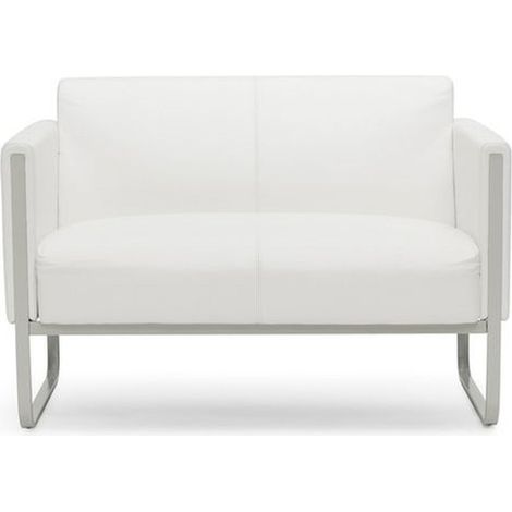 [NEUWERTIG] B-Ware hjh OFFICE Loungesofa Couch ARUBA Kunstleder Weiß 2 Sitzer Gestell Lichtgrau (1/2)