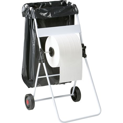 Support sac mobile avec dérouleur bobine de papier Bobino - blanc (1/3)
