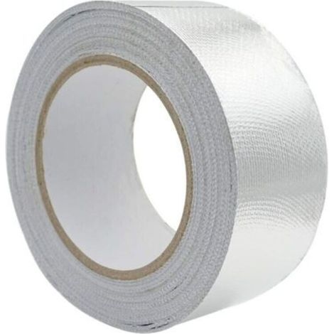 Ruban adhésif aluminium Bande d'étanchéité 48mm par 10m renforcé avec un tissu en maille de verre pour ventilations, Résistance à la température -30120°C, Argent
