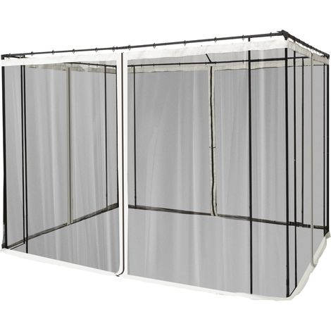 easycomfort zanzariera per gazebo 3x3m con cerniere e anelli, pannelli da 302x207cm, nero/beige (1/5)