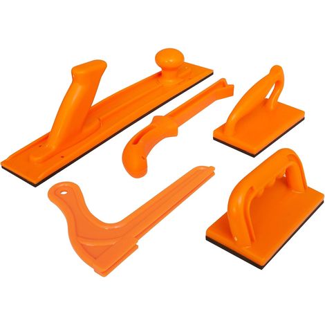 Woodworking Safety Push Block and Stick Set, 5 Piece Set in Safety Orange, Ideal for Woodworkers and for Use on Router Tables, Jointers and Bandsaws (1/5)