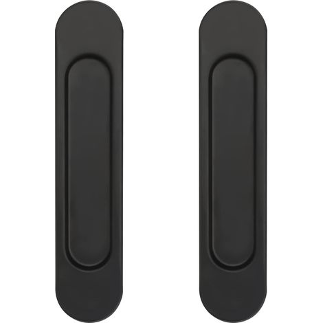 2 manillas ovaladas autoadhesivas para puertas correderas de 14,8 cm, aptas para armarios, ventanas y puertas correderas (negras).