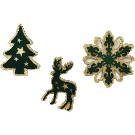 Decorazioni natalizie renna albero di natale stella verde oro per addobbi natalizi set 6 di cm14 moderne particolari esclusive (1/5)