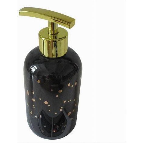 Trade Shop - Dispenser Porta Sapone Liquido Nero Macchiato Dorato Bagno Moderno Arredo 59926 - (1/2)