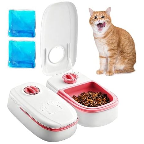 Automatic Cat Feeder, Meals, with Hour Timer, ml, for Cats and Small Dogs, Suitable for Wet and Dry Food (1/3)
