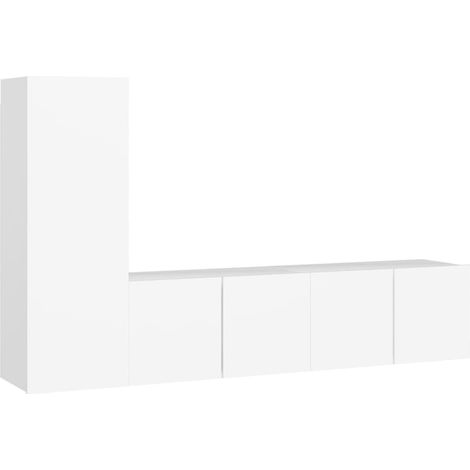 Conjunto de muebles mueble aparador TV televisión salón dormitorio salón 3 piezas madera contrachapada blanco 020024483