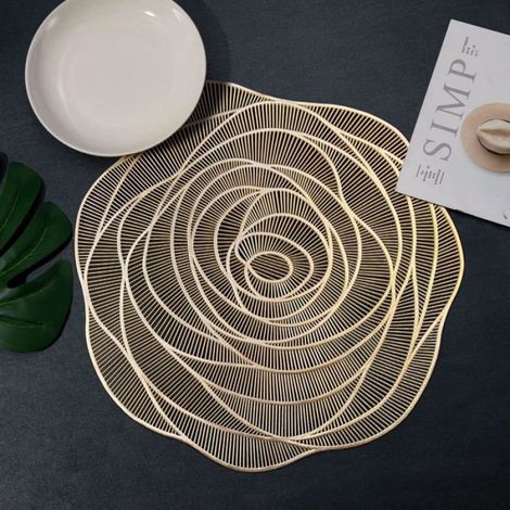 Lot de 6 Sets de table,Rond,PVC,Diamètre 37cm,Résistant chaleur 80°C,Salle à manger,Restaurant (1/5)