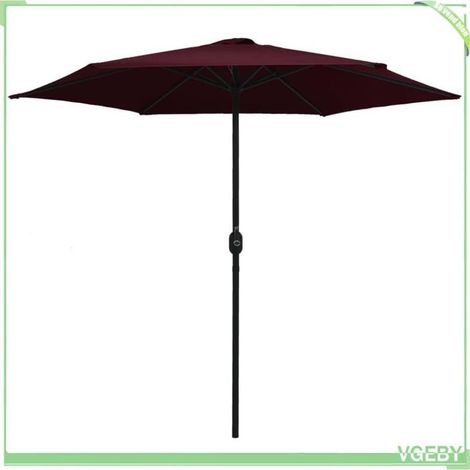 Parasol de jardin - FAFEICY - 47348 - 270 cm Ø x 246 cm H - Rouge bordeaux - Mât aluminium, 6 nervures (1/5)