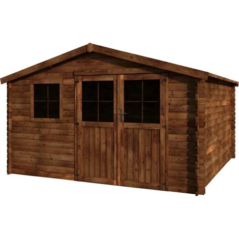 Casetta in Legno Trattato 34mm da Giardino 4x4 Doppia Porta Block-House
