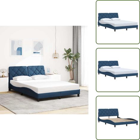 Bettgestell ohne Matratze Blau 140x200 cm Stoff - Bettgestell - Bettgestelle - Bettrahmen - Bett (1/5)