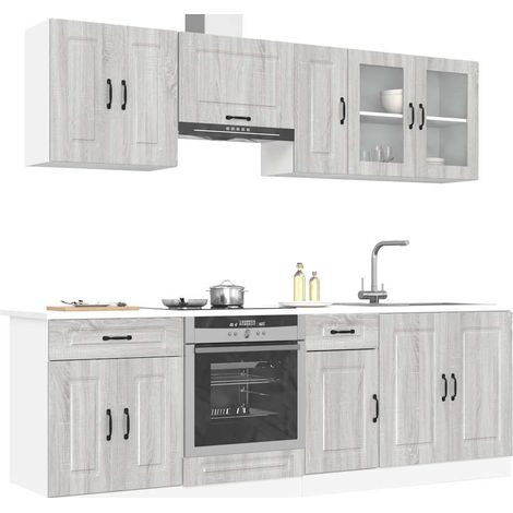 Mueble cocina Kalmar gris 8 pzas madera contrachapada