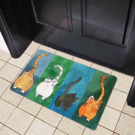 Paillasson - Antidérapant - Motif Chat - 40 x 60 cm - Intérieur Extérieur (1/4)