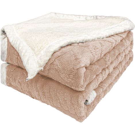 Manta Borreguillo Jacquard para Sofá Cama 130x160cm, 160x220cm y 220x240cm - Mantas Polar Reversible de Sherpa Gruesa, Calientes Super Suaves y Cómodas (1/5)
