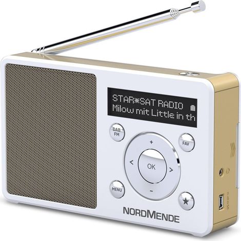 Nordmende Transita 100 Radio Dab Portable et puissante (Dab+, FM, Haut-Parleur, Prise Casque, mémoire des favoris, écran OLED, Batterie, Petite, Portable) - Blanc (1/5)