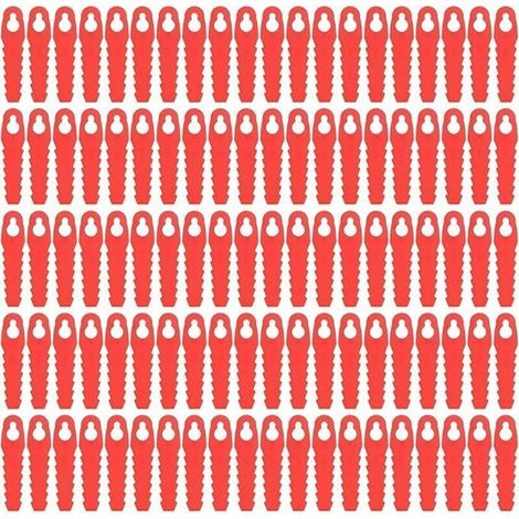 Lames De Rechange en Plastique, 100 Pièces pour Tondeuse à Gazon De Cour, Lames De Tête De Coupe De Rechange, 85Mm, Accessoires De Tondeuse à Gazon De Jardin (Rouge) (1/4)