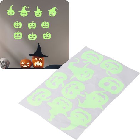 Stickers muraux fluorescents d'Halloween : vampire, chauve-souris, sorcière, citrouille, fantôme, œil qui pique (1/5)