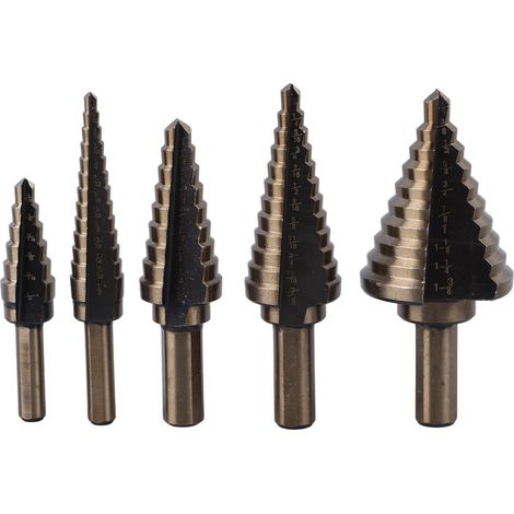 5-teiliges Stufenbohrer-Set, 3/16 bis 1-3/8 Zoll, Hartmetall-Kegelbohrer für Holz, Metall und Kunststoff (1/5)